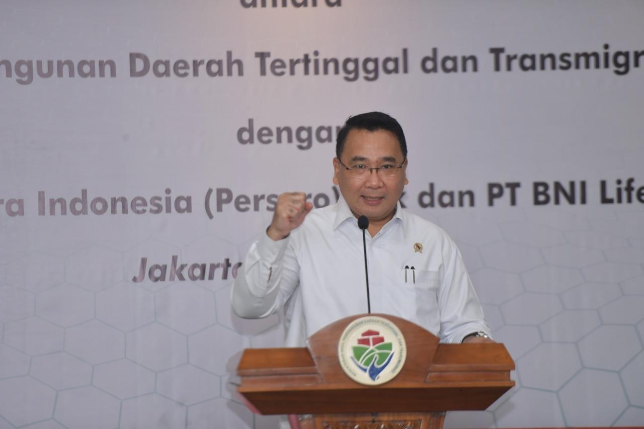  Kemendes dan BNI Tandatangani Kerja Sama Kesejahteraan Pendamping Desa