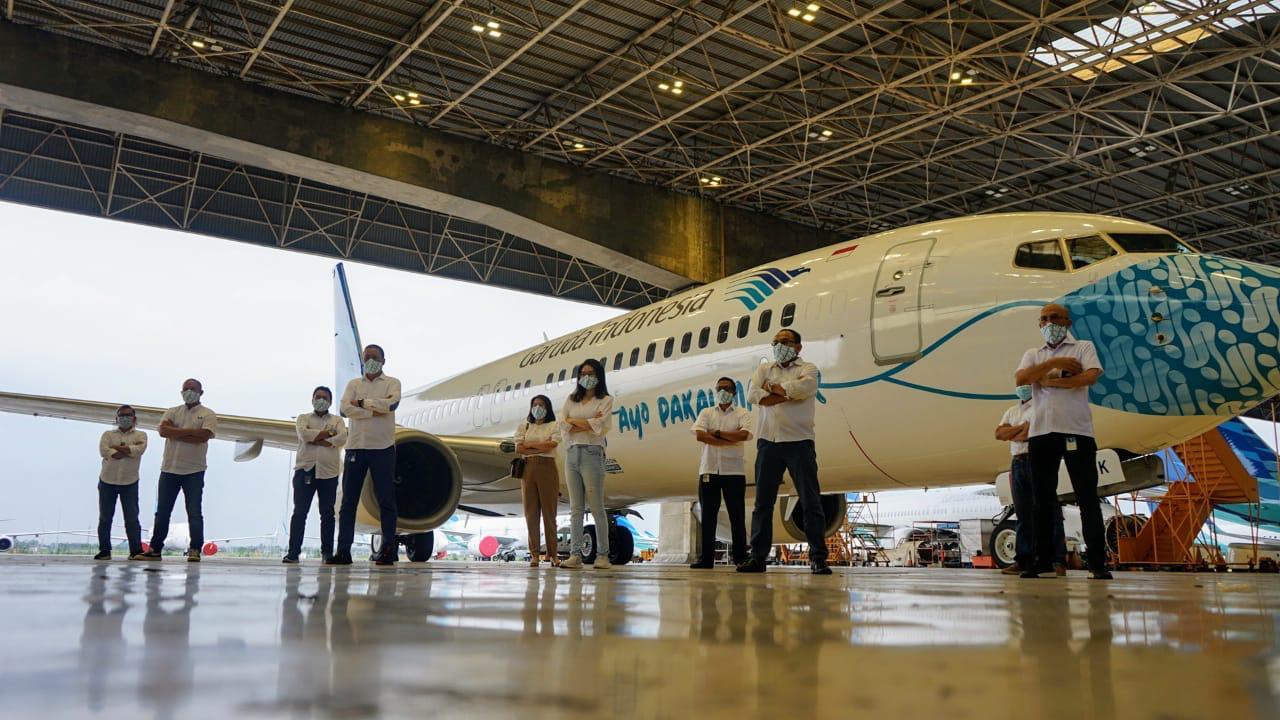 Garuda Indonesia Luncurkan Desain Mask Livery Corak Batik Parang