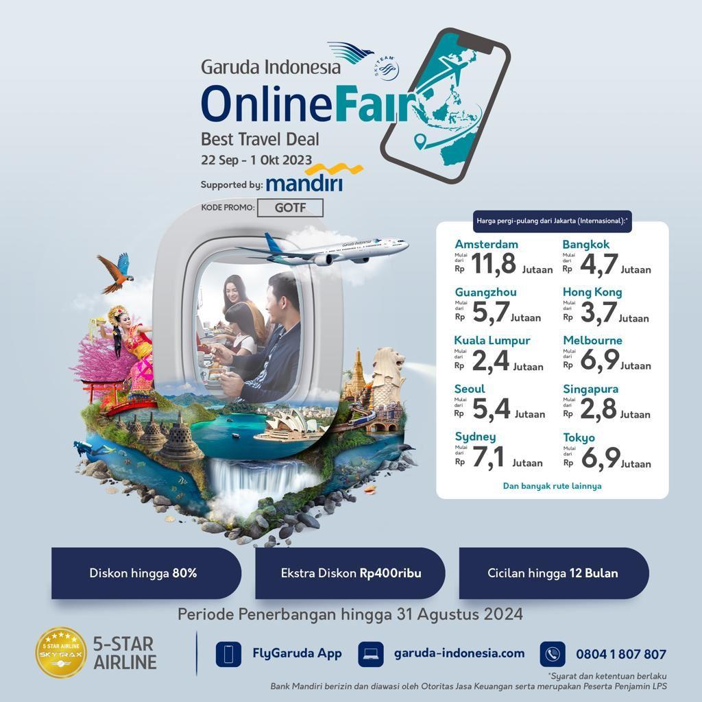  Ada Diskon hingga 80% di Garuda Indonesia Online Travel Fair