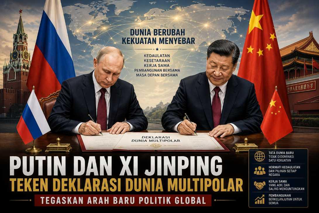 Putin dan Xi Jinping Teken Deklarasi Dunia Multipolar, Tegaskan Arah Baru Politik Global