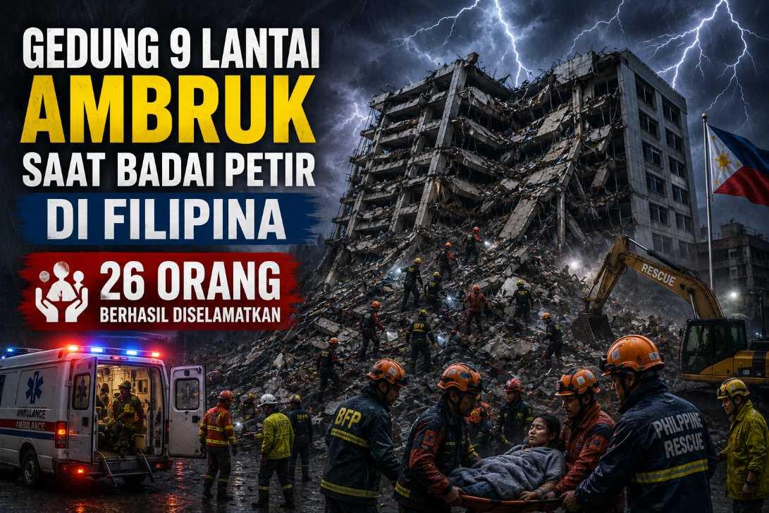 Gedung 9 Lantai Ambruk saat Badai Petir di Filipina, 26 Orang Berhasil Diselamatkan