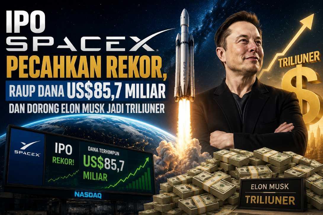 IPO SpaceX Pecahkan Rekor, Raup Dana US$85,7 Miliar dan Dorong Elon Musk Jadi Triliuner