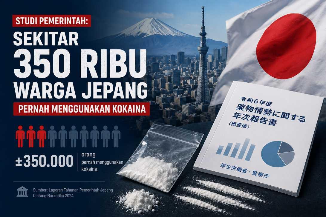 Studi Pemerintah: Sekitar 350 Ribu Warga Jepang Pernah Menggunakan Kokaina