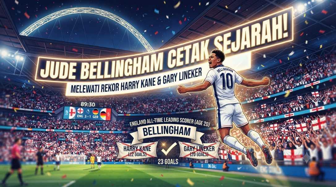 Jude Bellingham Pecahkan Rekor Bersejarah, Jadi Mesin Gol Terbaik Inggris di Piala Dunia 2026