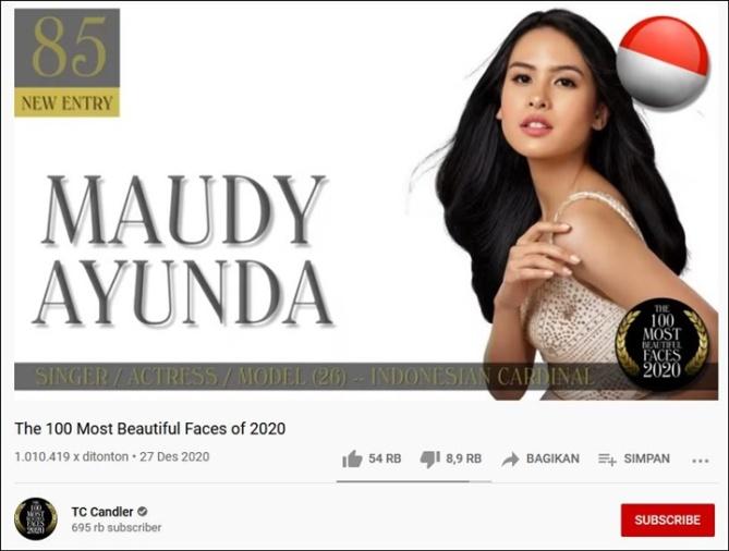  Keren, Maudy Ayunda Masuk Daftar 100 Perempuan Tercantik Dunia