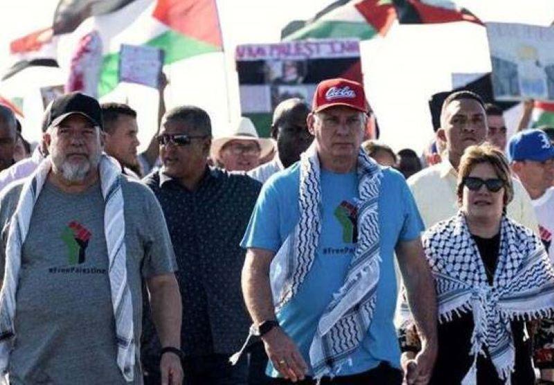  Presiden Kuba Pimpin Ribuan Orang dalam Aksi Bela Palestina di Havana