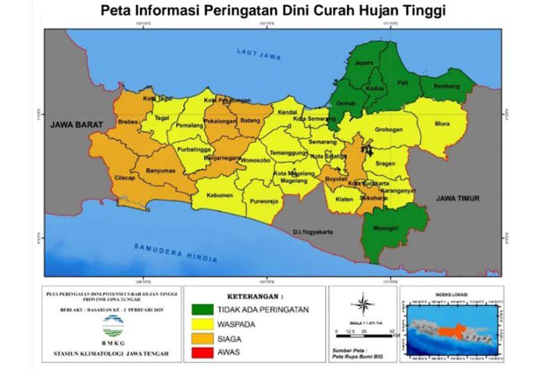 Sembilan Kabupaten/Kota di Jawa Tengah Berstatus Siaga Curah Hujan Tinggi!