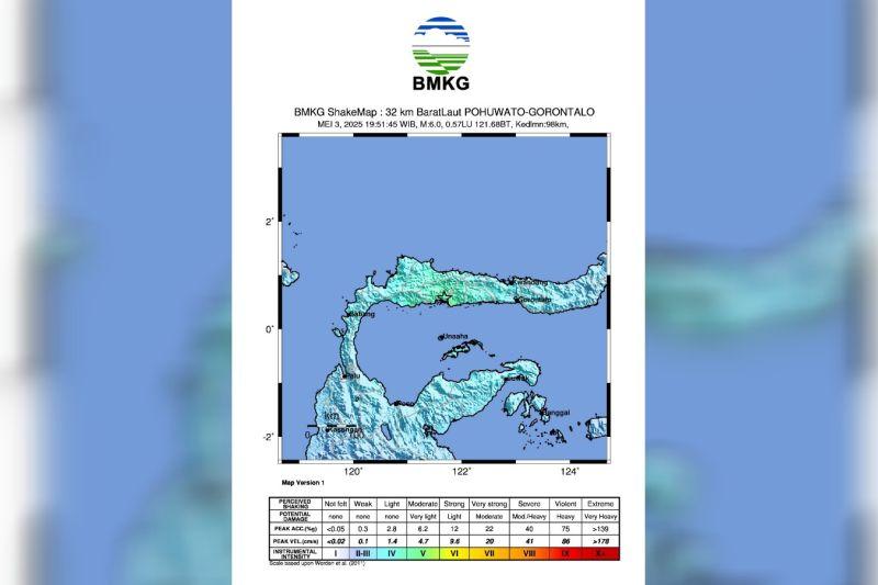  Gempa dengan Kekuatan 6,3 Magnitudo Guncang Pohuwatu Gorontalo