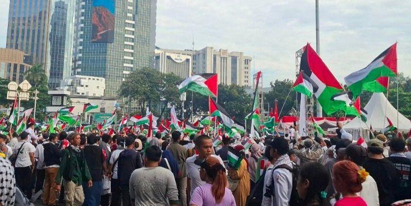  Aksi Bela Palestina di Monas Berlangsung Damai