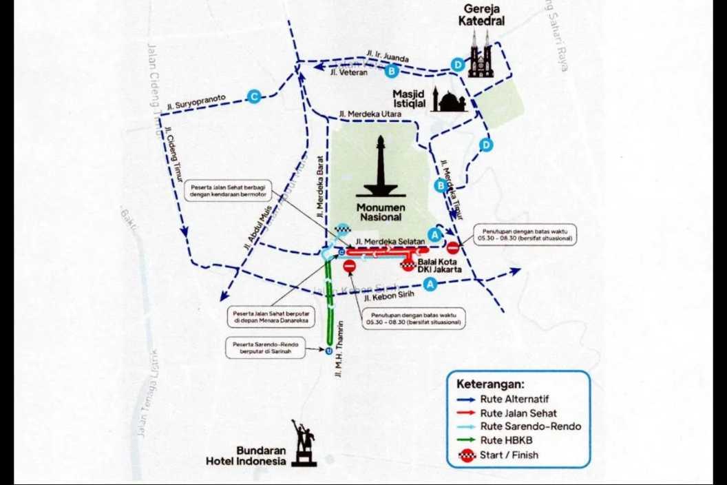  Minggu (14/12) Pagi, Rekayasa Lalu Lintas Diberlakukan di Sekitar Monas