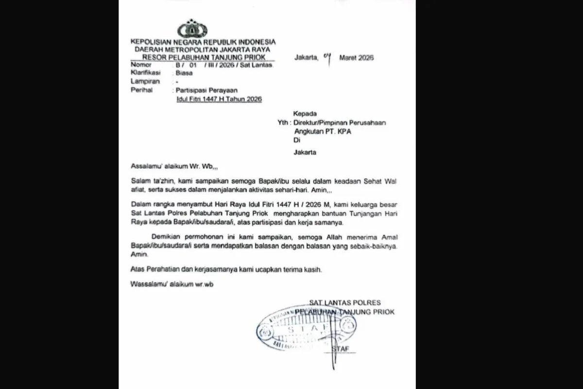  Viral Surat Minta THR Atas Nama Polres Tanjung Priok, Polisi Lakukan Penyelidikan