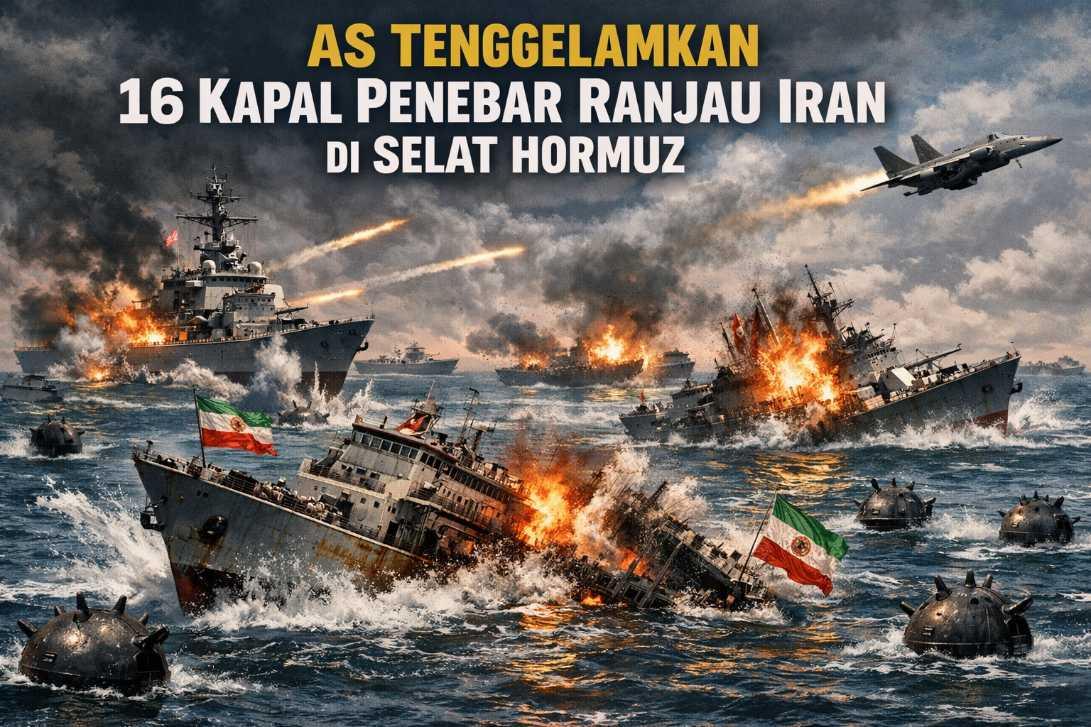  Ketegangan Memanas, AS Tenggelamkan 16 Kapal Penebar Ranjau Iran di Selat Hormuz