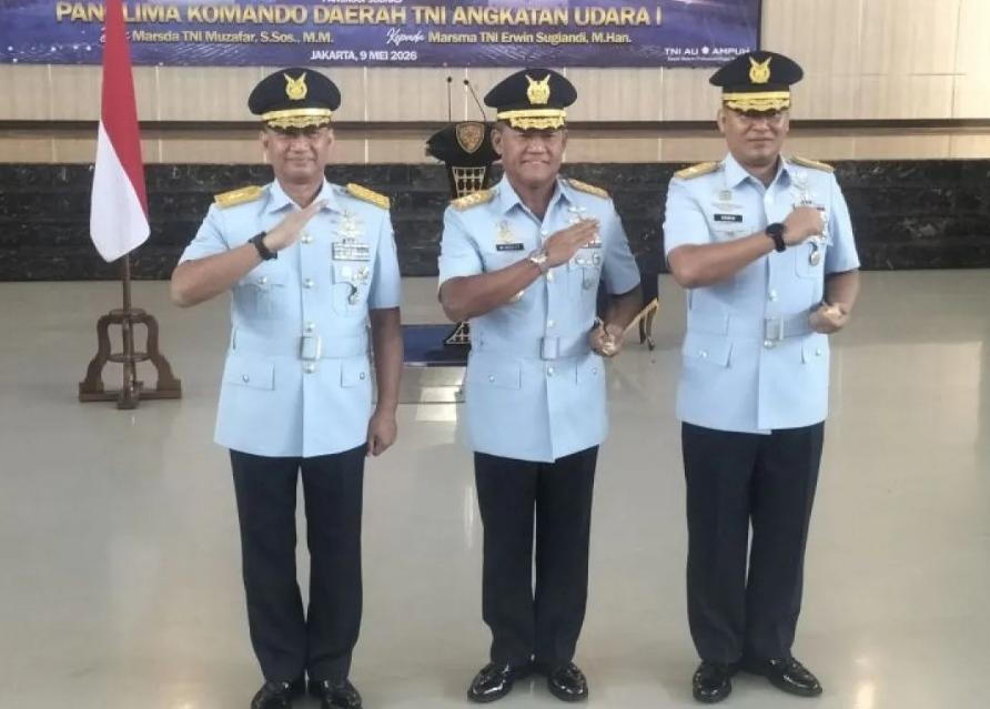  Marsma TNI Erwin Sugiandi Resmi Jabat Pangkodau I, Gantikan Marsda Muzafar