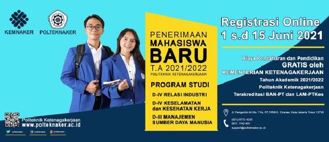  Gratis, Polteknaker Buka Penerimaan Mahasiswa Baru 2021/2022  