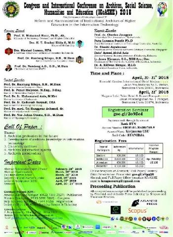   20-22 April 2018, USU Akan Gelar Konferensi Internasional Kearsipan